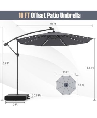 10 Ft Patio Umbrella Offset Cantilever Umbrella with 40 Solar Powered Lights