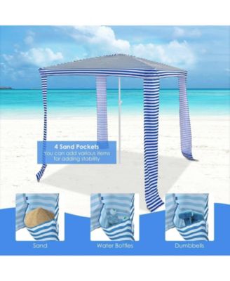 6.6 x 6.6 Feet Foldable and Easy-Setup Beach Canopy With Carry Bag-Blue