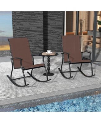 2 Pieces Outdoor Rocking Chairs with Breathable Backrest