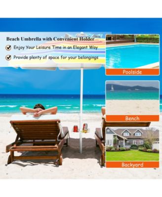 7.2 Feet Portable Outdoor Beach Umbrella with Sand Anchor and Tilt Mechanism-Multicolor