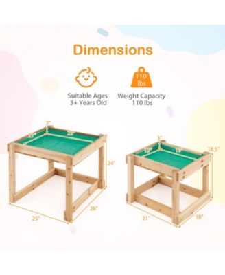 Wooden Sand and Water Tables with Protective Cover for Kids-Natural