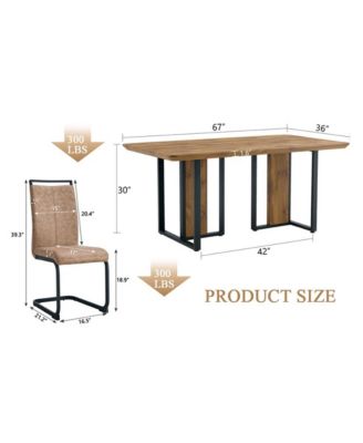 Streamdale 67" Wood Dining Table Set with 6 Brown Chairs