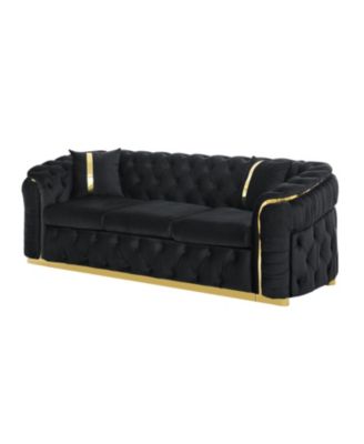 90.6" Velvet Button Tufted Chesterfield Sofa