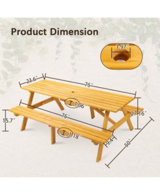Streamdale 8-Person Brown Picnic Table with Benches