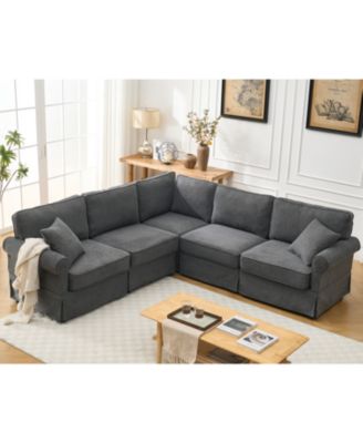 Streamdale Dark Gray Modular Sectional Sofa Set - Convertible L-Shape Couch