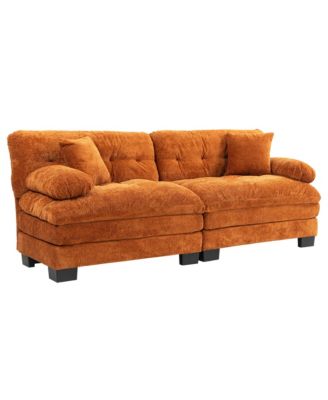 Streamdale Orange Chenille Sectional Sofa Sleeper
