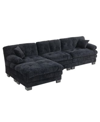 Streamdale L-Shaped Sectional Sofa Sleeper Couch - Black