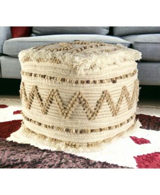 Cotton Blend Ottoman for Living Room Bedroom or Lounge Area Seating