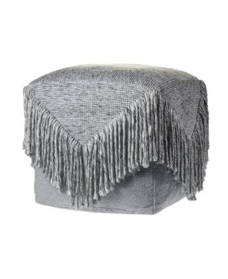 18" Grey Wool Ottoman