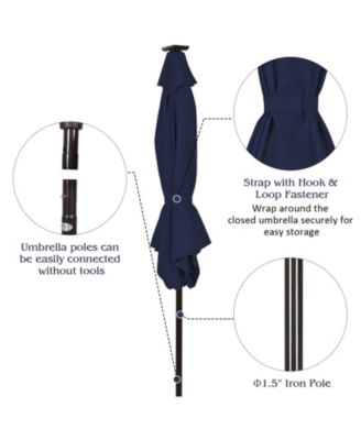 9 Feet Solar LED Lighted Patio Market Umbrella with Tilt Adjustment without Base