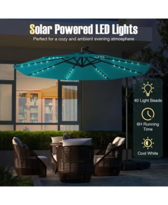 10 Ft Patio Umbrella Offset Cantilever Umbrella with 40 Solar Powered Lights-Turquoise