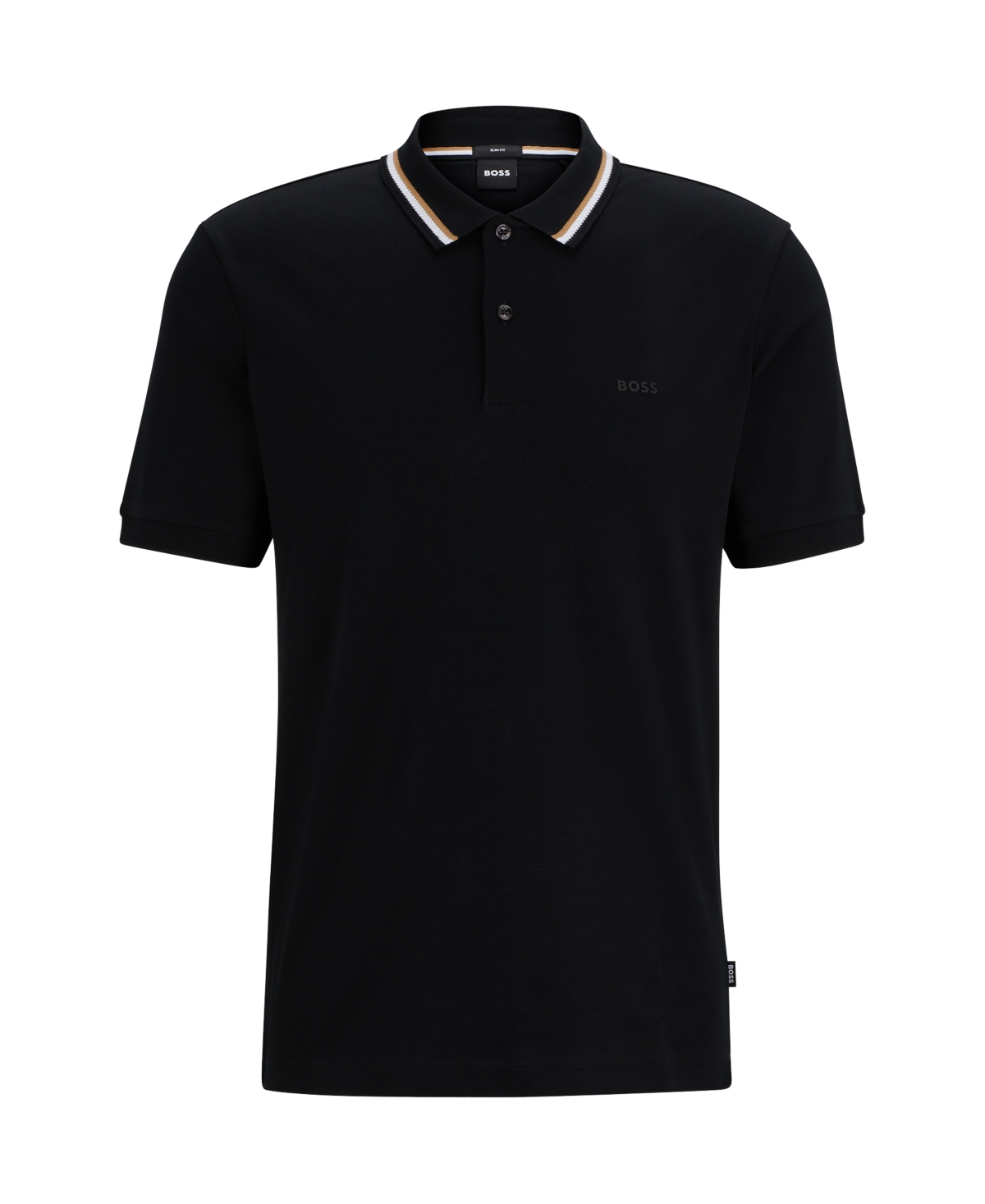 Hugo Boss Boss By  Men's Slim-fit Striped Collar Polo In Black