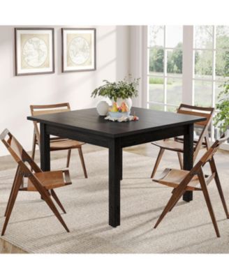 Square Dining Table for 2–4, Modern Wood Table with Thick Top & Legs – Compact Design for Small Kitchens & Dining Rooms (Table Only).