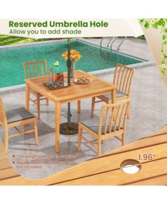 39 Inch Acacia Wood Dining Square Bistro Table with 1.96 Inch Umbrella Hole
