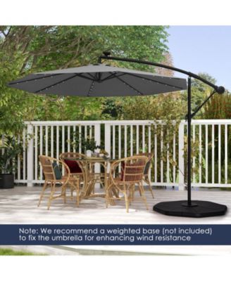 10 Feet Solar Offset Hanging Umbrella with 40 Lamp Beads and Solar Panel