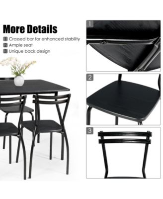 5 Pieces Dining Table Set with 4 Chairs and Backrests