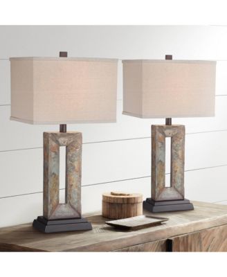 Rustic Table Lamps 26" High Set of 2 Natural Stale Open Rectangular Box Shade for Living Room Bedroom Home (Colors May Vary)