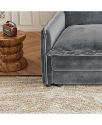 Streamdale Corduroy Loveseat Sofa with Ottoman & 2 Cushions