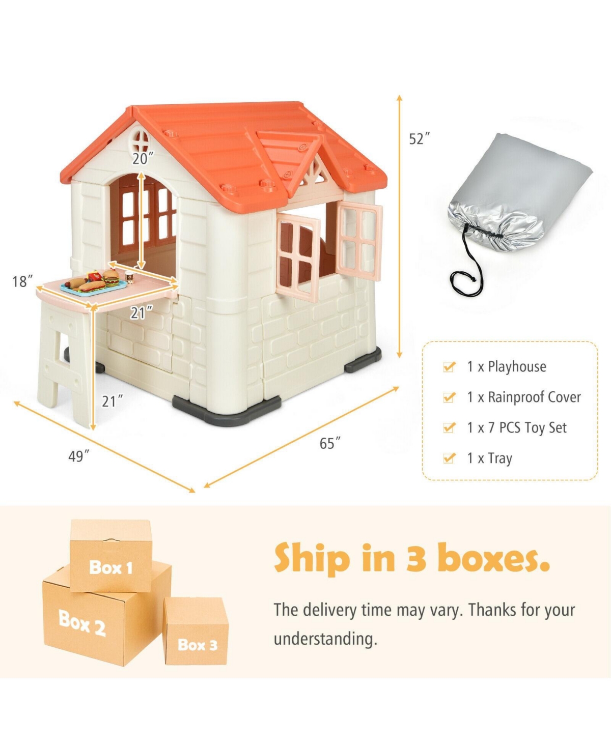 Kid s Playhouse Pretend Toy House For Boys and Girls 7 Pieces Set