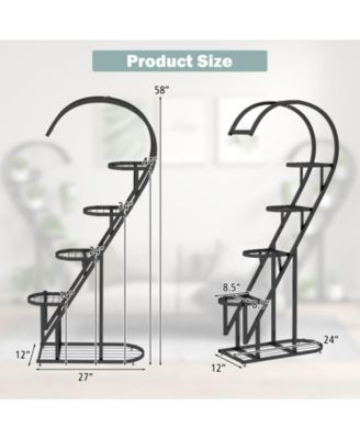 5 Tier Metal Plant Stand with Hanging Hook for Multiple Plants