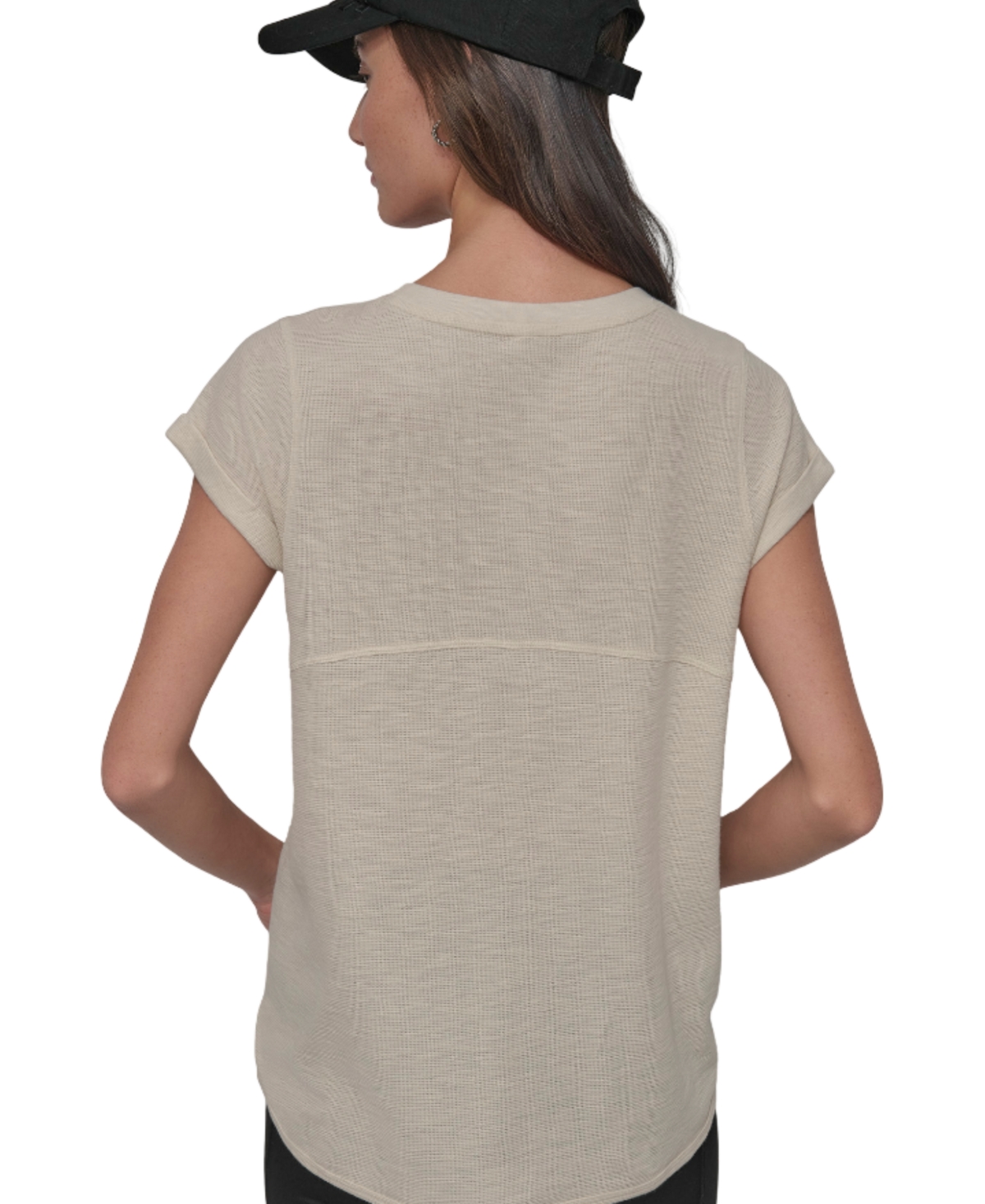 Shop Dkny Women's Mini Slub Waffle Short Sleeve Top