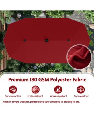 13 FT Large Patio Umbrella with LED Solar Lights and Crank Handle