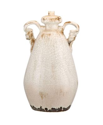 Rustic Country Cottage Table Lamps 29" Tall Set of 2 Crackled Ivory Glaze Ceramic Beige Bell Shade for Bedroom Living Room House Bedside