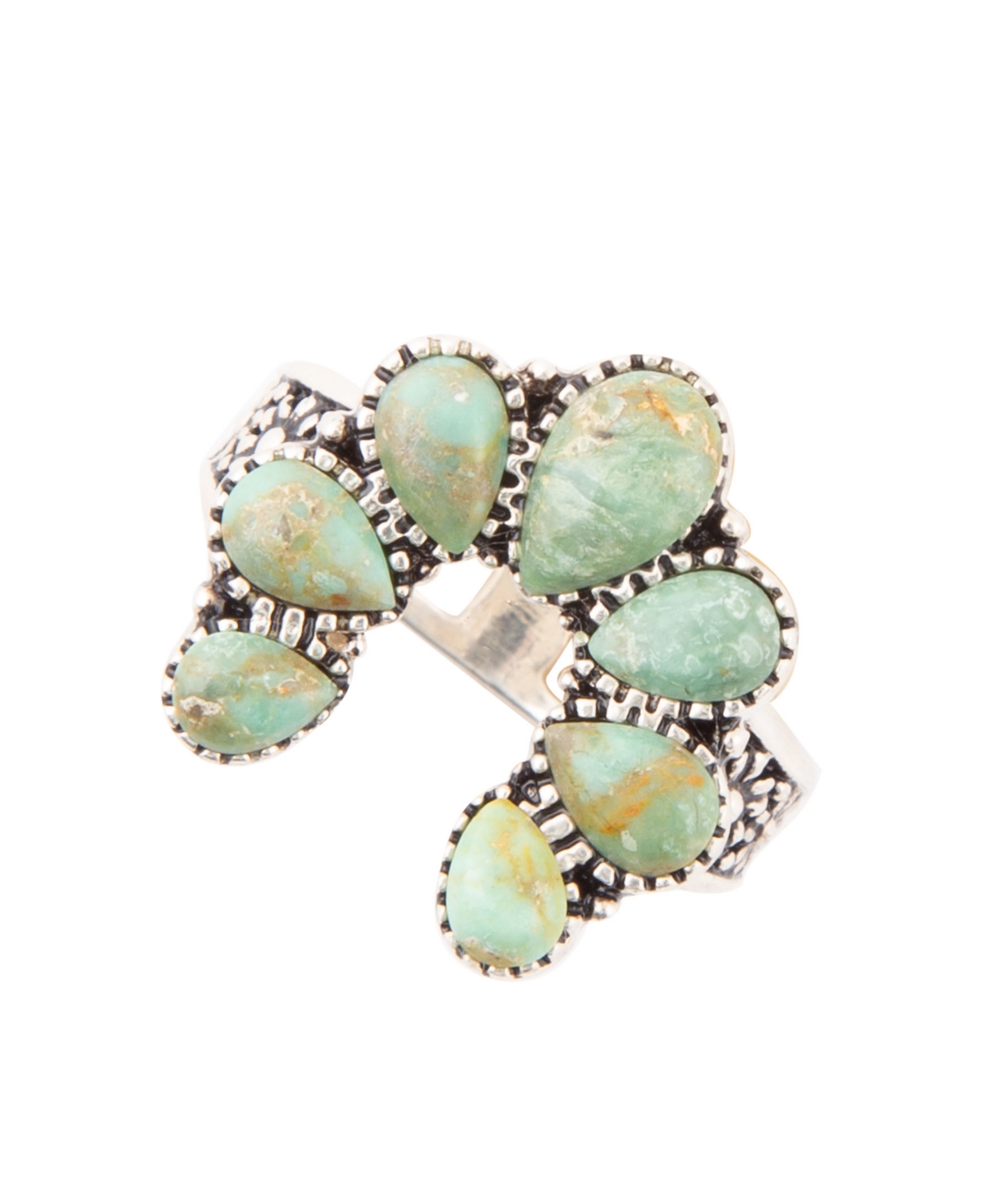 Floral Blue Turquoise and Sterling Silver Ring - Genuine Turquoise