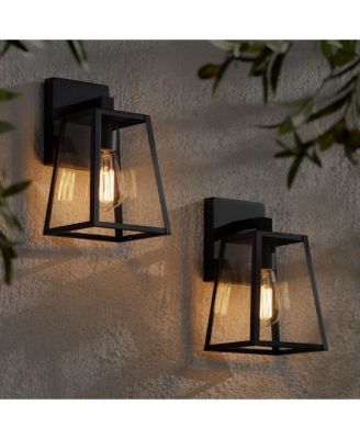 Arrington Modern Outdoor Wall Lights Fixtures Set of 2 Mystic Black 10 3/4" Clear Glass for Exterior Barn Deck House Porch Yard Patio