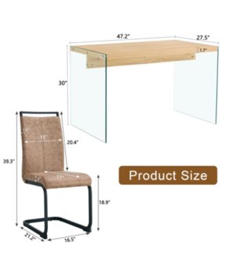 Wood Coffee Table Set with 4 Brown Chairs