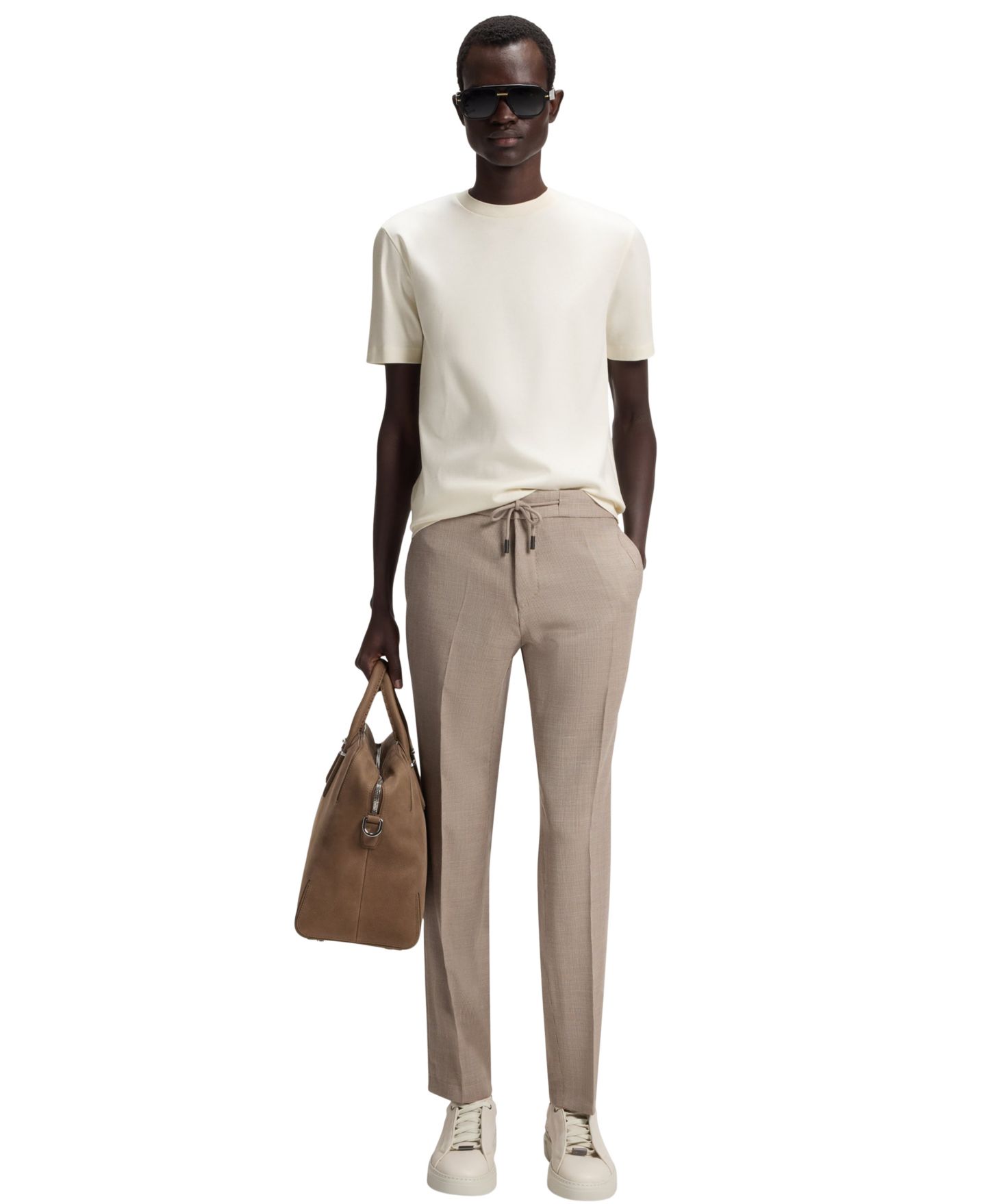 Мужская футболка Hugo Boss Regular-Fit Mercerized-Cotton, цвет: Тёмный синий — фото 8
