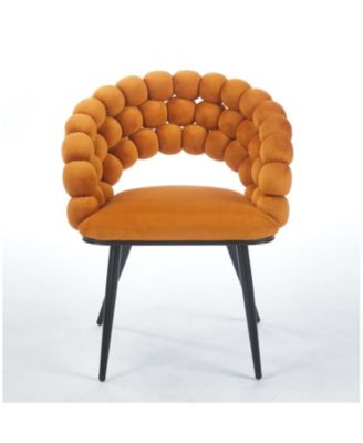 Orange Modern Chairs (Set of 2), Golden Legs