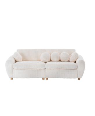 Streamdale 84" White Corduroy Sofa Couch