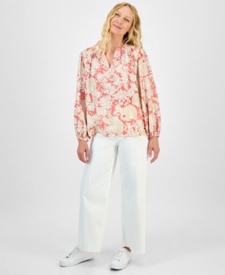 Women's Long Sleeve Floral Tunic Top 