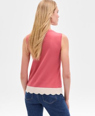 Women's Cotton Scalloped-Hem Tank Top