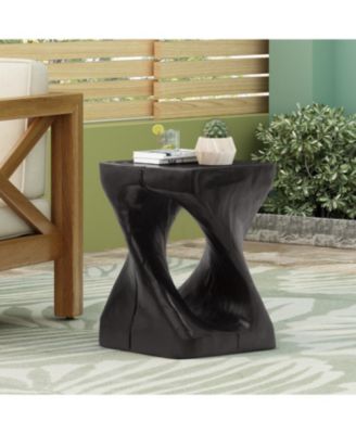 Streamdale Twist Shape Side Table, Wood-like texture, Black Color