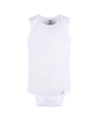 Baby Boys or Baby Girls White Sleeveless Onesies Bodysuits, 5-Pack