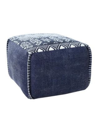 18" Blue 100% Cotton Ottoman