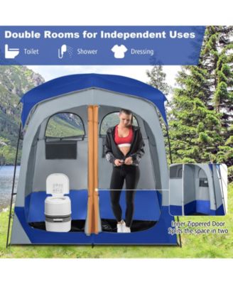 2 Rooms Oversize Privacy Shower Tent with Removable Rain Fly and Inside Pocket
