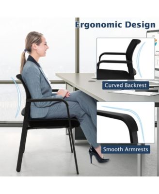 Set of 2 Stackable Reception Room Chairs with Padded Seat-Black