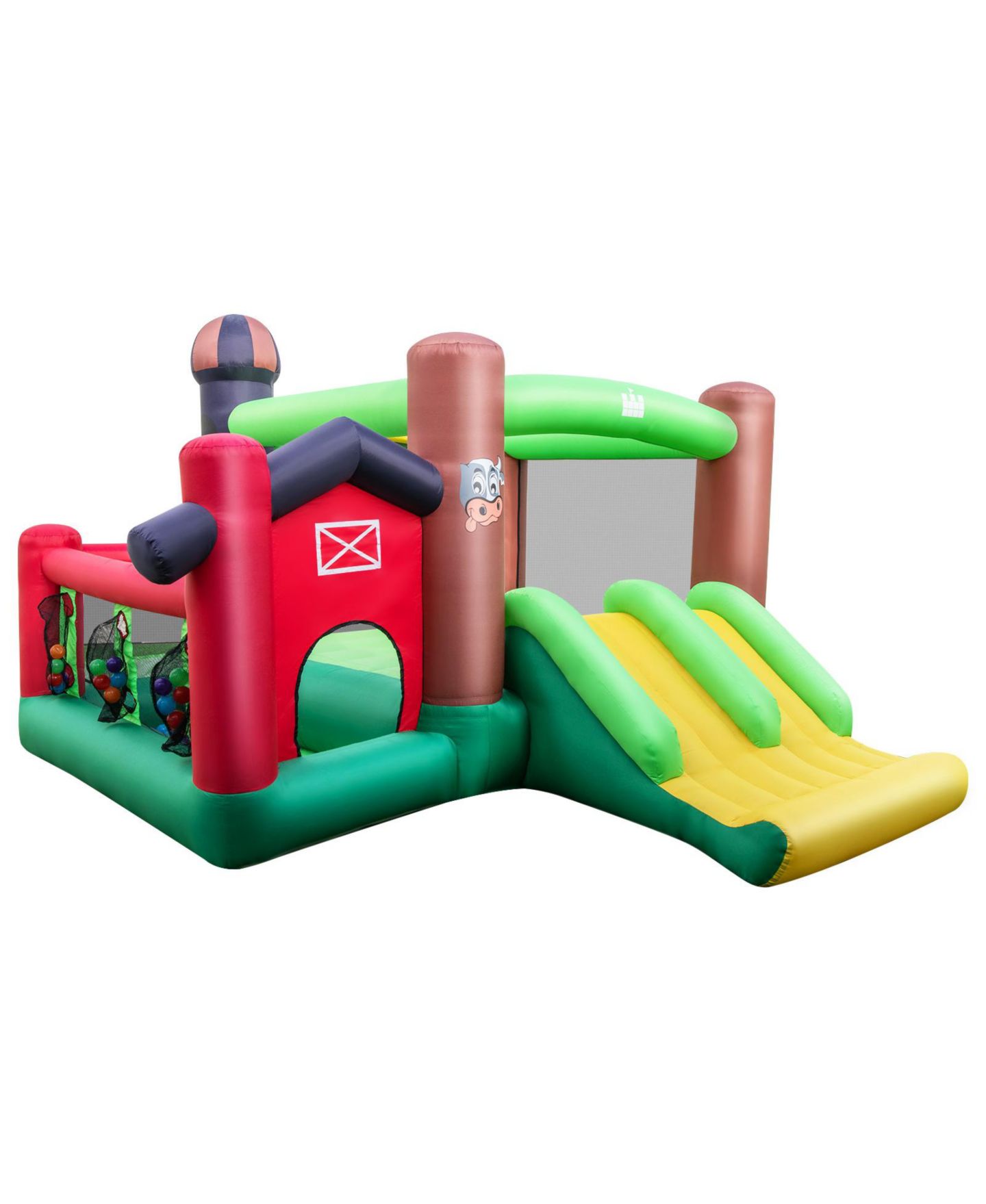 Детские игрушки GOUUN 6-in-1 Inflatable Bounce House with Double Slides, 140" x 130" x 87", Ages 3-10, цвет: Зелёный — фото 2