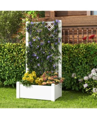 Outdoor Planter Box Self-Watering Raised Garden Bed Trellis with Water Level Indicator
