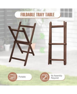 Solid Teak Wood Tray Table with Removable Tray Top for Patio and Garden