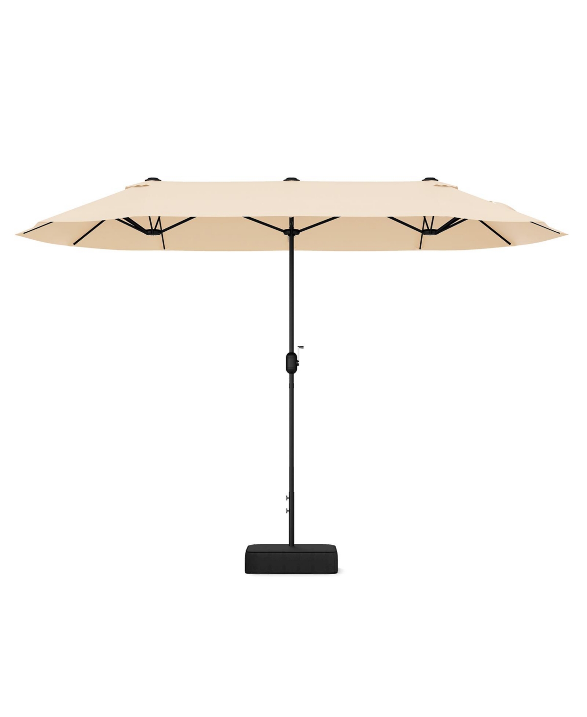 13 Feet Double-Sided Patio Twin Table Umbrella with Crank Handle-Beige - Beige