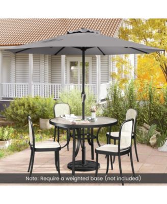 Outdoor Heavy Duty Market Umbrella with Crank Handle and 8 Sturdy Ribs-Gray