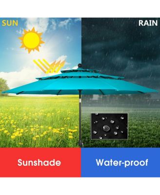 10' 3 Tier Patio Umbrella Aluminum Sunshade Shelter Double Vented without Base-Turquoise