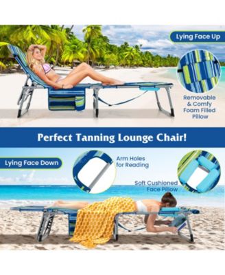 5-position Outdoor Folding Chaise Lounge Chair