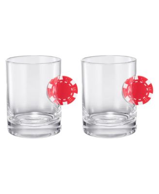 Poker Chip Whiskey Glasses, Set of 2