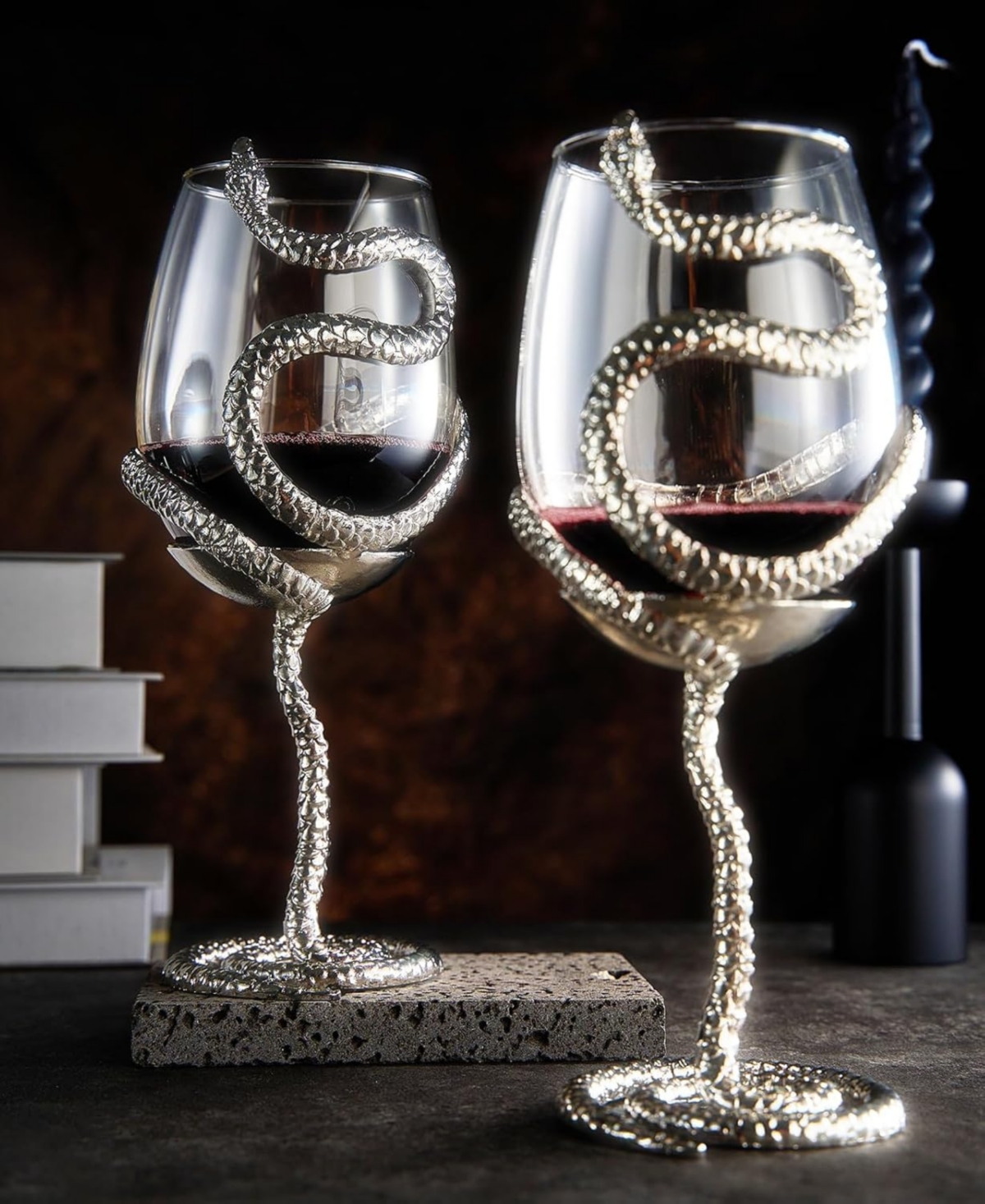 The Wine Savant Snake Stemmed Wine Glasses, Set Of 2