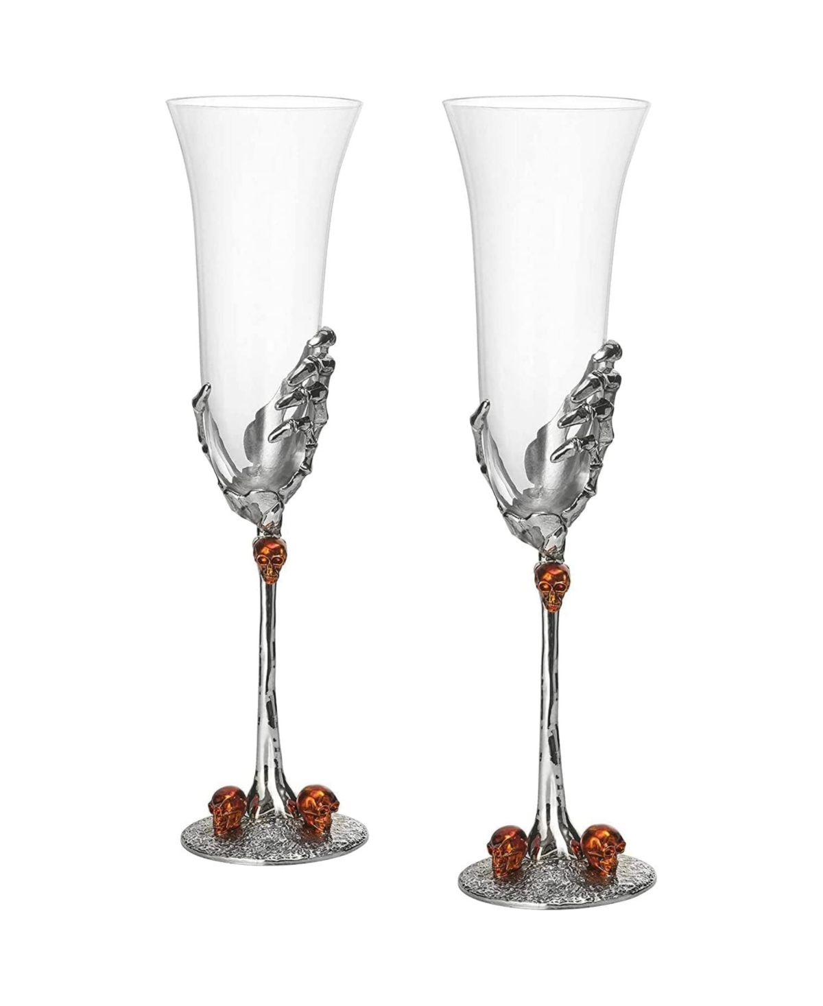 The Wine Savant Skeleton Stemmed Champagne Glasses, Set Of 2